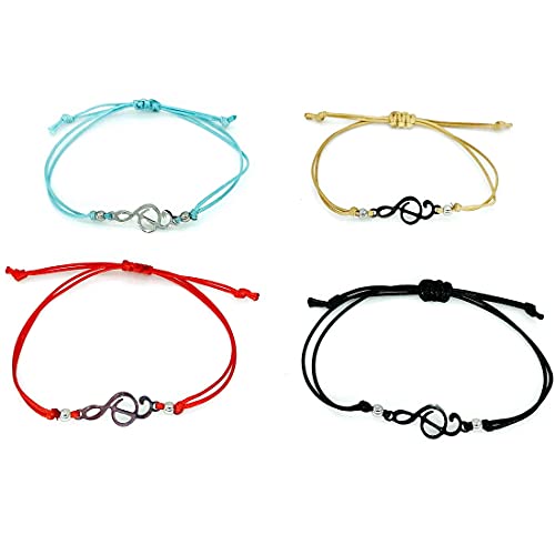 DOLON 4PCS Bulk Music Note Charm Bracelets Set Adjustable String Musical Treble Clef Music Lover Jewelry Musician Gifts2