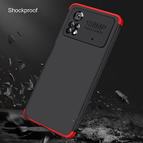 Image of Kapa Double Dip Full 360 Protection Back Case Cover for Poco X4 Pro (5G) (Red, Black), Poly Carbonate