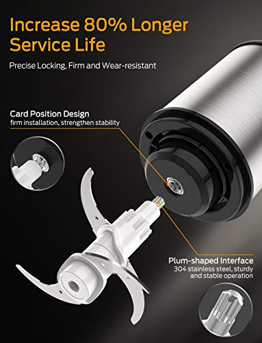 Electric Food Processor & Vegetable Chopper, Elechomes High Capacity 8-Cup Blender Grinder for Meat, Onion, Powerful 300W Motor & 4 Detachable Dual Layer Stainless Steel Blades, BPA-Free Glass Bowl