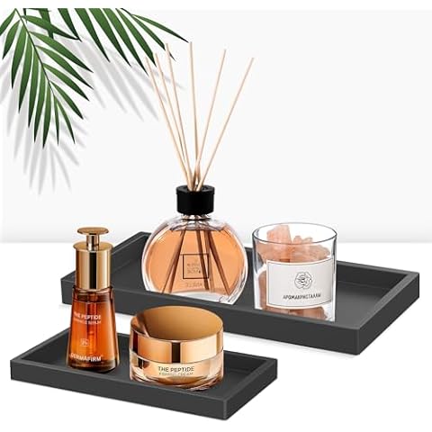 Vanity Tray,EG-SIPRO 2 PCS Thickened Shatterproof Silicone Bathroom Tray,Bathroom Vanity Tray,Rectangle Bathroom Counter Tray, Kitchen Soap Tray,Soap Dispenser Tray Cover