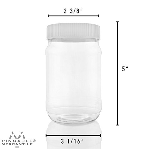 Pinnacle Mercantile Plastic Mason Jars Screw on Ribbed Lid 16 ounce