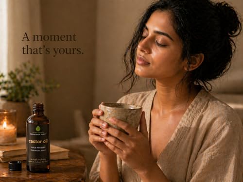 Image of Cold-Pressed Castor Oil (500 ml Glass Bottle) | 100% Pure, Natural & Hexane-Free | Rich in Vitamin E for Hair Growth, Eyelashes, Eyebrows & Skin Care