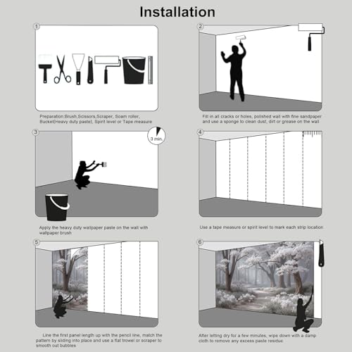 Fresque murale 350x256cm papier peint chemin fleuri gris clair salon - 8