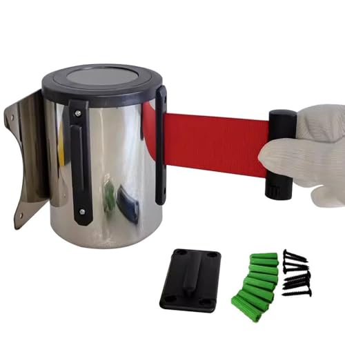 Barrière de sécurité rétractable pour guidage et ceinture d'avertissement murale 7m