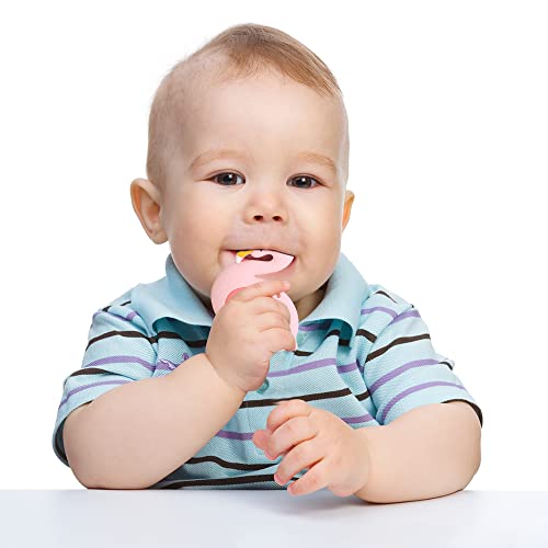 Image of Baby Silicone Teether,Sensory Chew Toys,BPA Free Soft and Effective Infant Teething Pain Relief Toys,Freezer Safe,Food Grade Silicone,Best Shower Gift for Boys and Girls (Flamingo)