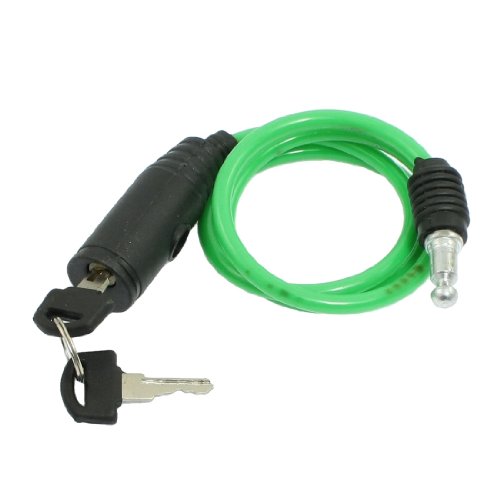 Aexit Motorcycle Bicycle Bike Locks Safeguard Metal Wire Inside Coil Cable Lock Green U-Locks w Bracket