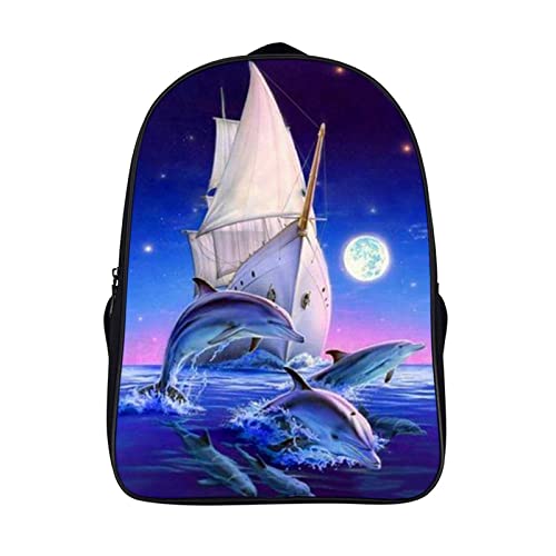 Sac d'école unisexe Dolphin Kids (40x28x16cm) pour enfants et adultes