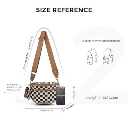 Image of 2 Pcs Checkered Crossbody Bags for Women Bum Bag Checkered Cross Body Sling Backpack Hobo Satchels Shoulder Wallet Purses