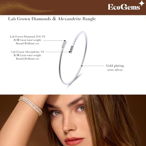 14K Yellow/White Gold Plated Silver Bracelet With Moissanite/Lab Grown Diamond/Lab Grown Pink Sapphire & Alexandrite, Bracelet For Women, Gift For Her Comes With Gift Box4