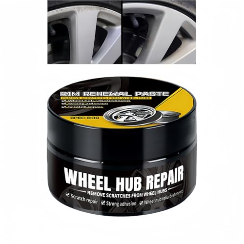 Wheel Repair Kit & Car Scratch Remover Kit,Car Wheel Scratch Repair Polish Kit with 80g Hub Polishing Paste & Sponge,Tire Shine & Dressing,Protective Coating for Tire Rims,for Daily Vehicle Detailing