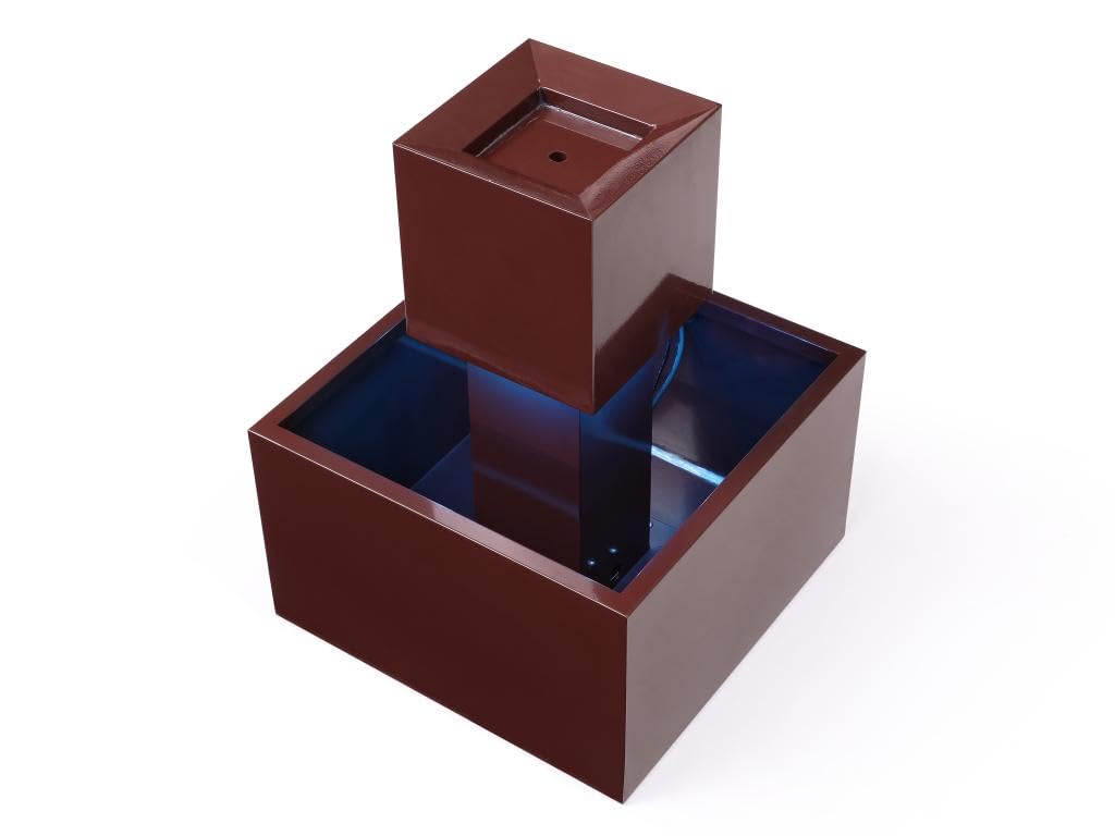 Vente-unique - Fuente de Exterior de Acero Inoxidable con LED - Alt. 65 cm - Terracota - CARDINA