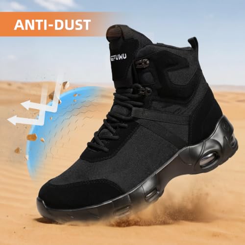 Image of Military Tactical Boots Men Wide Waterproof 6 Inches | Non Slip Side-Zip Combat Hiking Work Boots Lightweight Durable