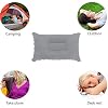 LiXiongBao 3 Pack Ultralight Inflatable Pillow Small Squared Flocked Fabric Air Pillow for Beach Hiking,Camping,Traveling,Napping,Desk Rest,Neck &Lumbar Support(Grey)