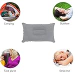 2 Pack Ultralight Inflatable Pillow Small Squared Flocked Fabric Air Pillow for Beach Hiking,Camping,Traveling,Napping,Desk Rest,Neck &Lumbar Support(Gray) - Image 5