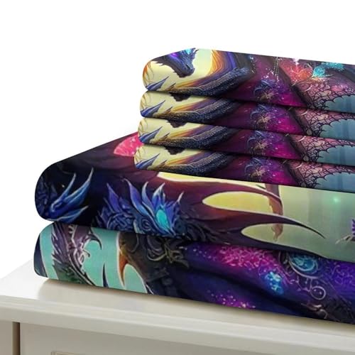 Housse de couette dragon avec fermeture éclair cachée et parure microfibre 3D