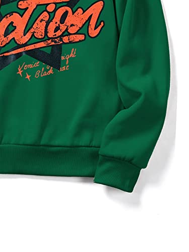COZYEASE Men's Oversized Letter Graphic Drawstring Casual Hoodies Long Sleeve Vintage Street Hoodie Sweatshirts Green M3