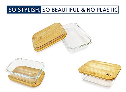 De Plastic-Free Glass Food Storage Containers With Eco-Friendly Bamboo Wooden Lids, Set Of 4 Pantry Organization Ideal For Flour, Sugar, Coffee, Teabags, Pasta, Candy, Snack And Various Dried Foods #TOP2