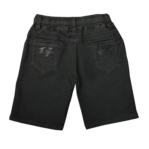 Image of Boys Regular fit Shorts, Elastic with Drawstring Waistband, Stretchable Soft Cotton Denim, Solid, Above Knee Length