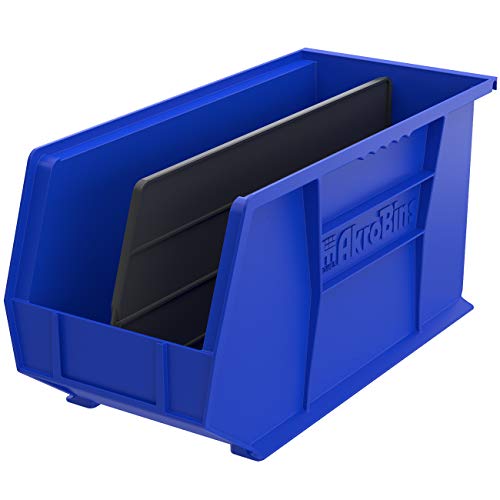 Image of Akro-Mils 40260 Plastic Length Dividers for AkroBins Stackable Storage Bins Model 30260, Custom Storage Inserts for Tools, Crafts & Supplies, 6-Pack, Black