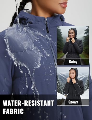 baleaf Women's Long Puffer Jacket Quilted Jackets Winter Coat with Hood Warm Lightweught Insulated Hiking Snow4