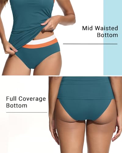 Image of Daci Womens Strapless Tankini Swimsuits- 2 Piece Tummy Control Tankini Swimsuit Bandeau Tankini Tops with Bottoms