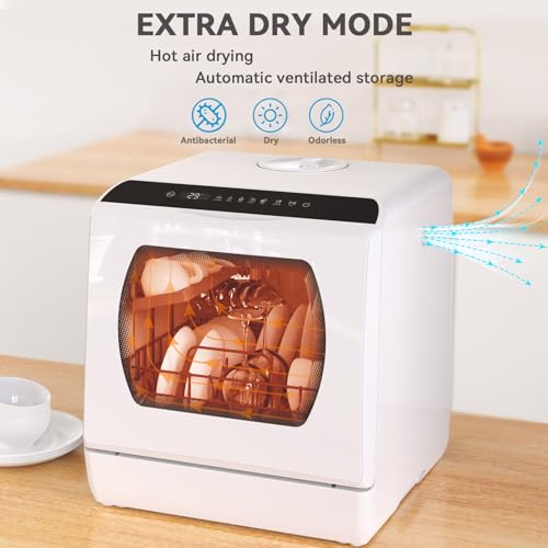 Portable Countertop Dishwasher, 5 Washing Programs Mini Dishwasher with 5L Built-in Water Tank & Inlet Hose, For apartments