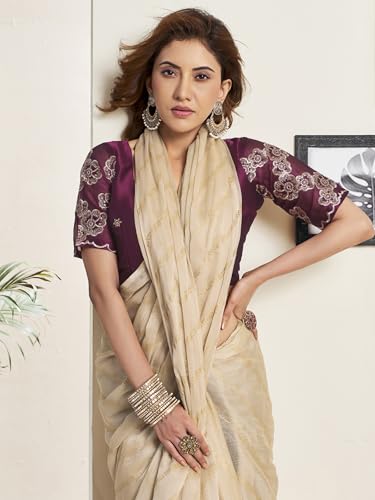 Image of Satrani Women's Plain Chiffon Saree