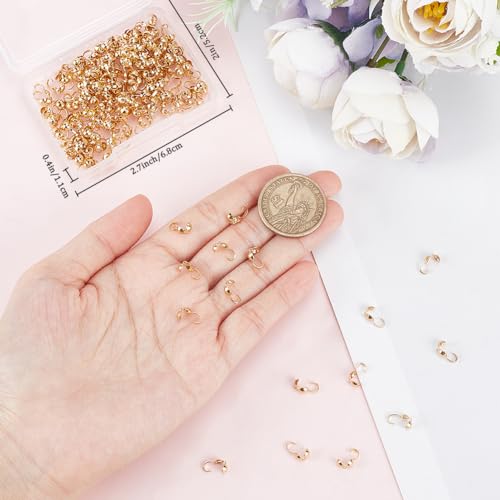 Beebeecraft 1 Box 200Pcs Bead Tips Stainless Steel Open Bead Tips Knot Cover Tiny Clamshell Fold-Over Culotte Ends Caps for Knots & Crimp Findings Jewelry Making - Image 3