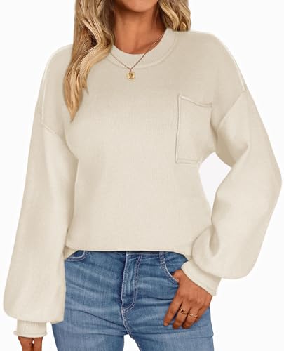 Image of Zeagoo Sweaters for Women 2025 Trendy Fall Fashion Oversized Lantern Long Sleeve Knitted Pullover Tops Outfits
