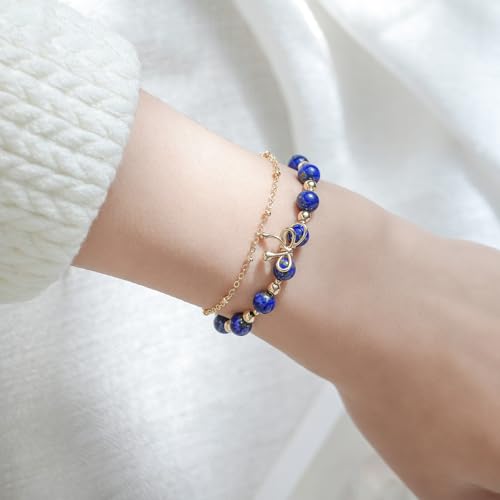 Luxury Handmade Natural Crystal Gemstone Bracelet 14K Gold-Plated Chain,Elegant Unique Jewelry for Women Gift Ready for Her Girlfriend Mother3
