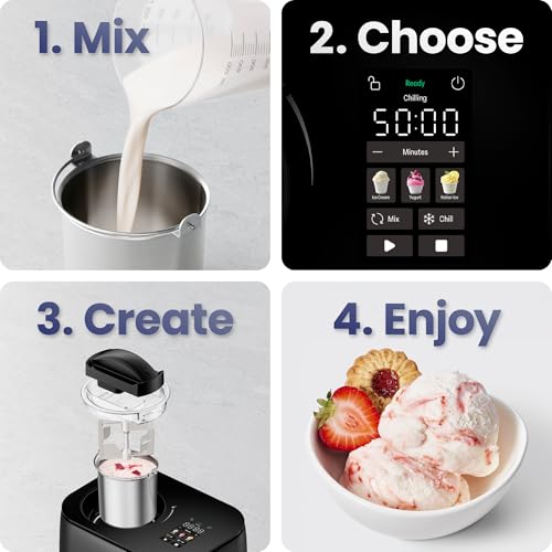 Image of Iceman by Chefman Ice Cream Maker, No Pre-Freezing with Built-In Compressor, Makes Ice Cream, Froyo, Sorbet, Sherbet, Italian Ice, Frozen Yogurt, Digital Display w / 3 Presets, 2 Pint Inserts Included
