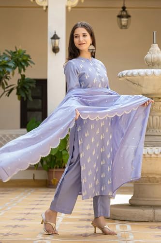 Image of SHIENZY Women's Silk Blend Kurta Pant with Dupatta Set