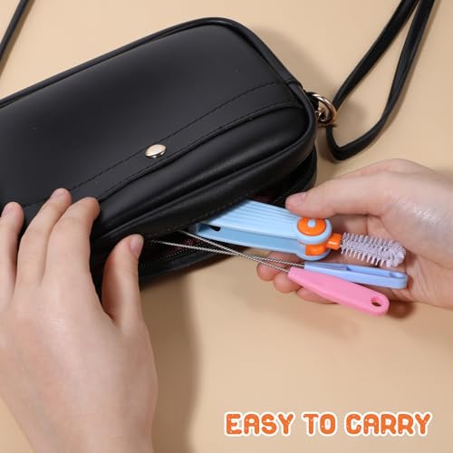 Image of 3pcs Silicone Straw Brush and Cup Lid Cleaning Brush, 3 in 1 Cup Lid Cleaning Brush Ultra Long Straw Cleaning Brush Reusable Bendable Straw Cup Lid Cleaner Multifunctional Baby Bottle Cleaning Tools