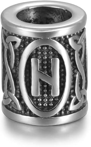 Miniatura 1 de 5 cuentas vikingas de acero inoxidable, cuentas espaciadoras de metal, cuentas espaciadoras de agujero grande, cuentas de cabello de tubo de plata