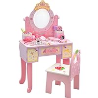 Amazon | Aeroorおままごとドレッサー 子供用ドレッサー 木製 椅子付き