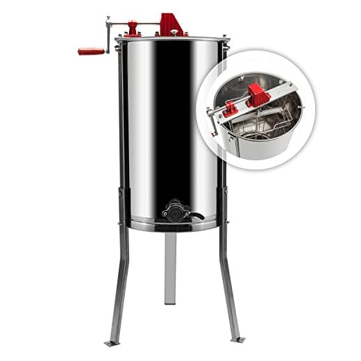 VINGLI 2 Frames Manual Honey Extractor Separator, Food Grade Stainless Steel Honeycomb Spinner Drum Crank by Hand with Adjustable Height Stands, Beekeeping Pro Extraction Apiary Centrifuge Equipment