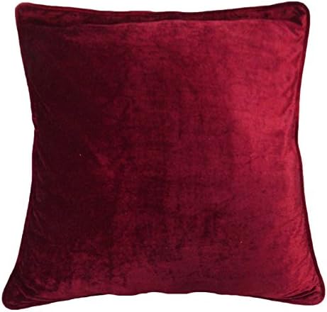 BeyondLiving Decorative Cushion Cover Indian Decor Throw Pillow Maroon Sofa Velvet Case 24 x 24 Inches
