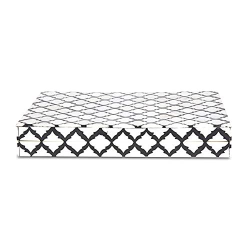 Parure Bijoux Boîte de rangement Damas maure marocain sculpté inspiré faite à la main Naturals Bone Boîtes, noir/blanc, Small Cover