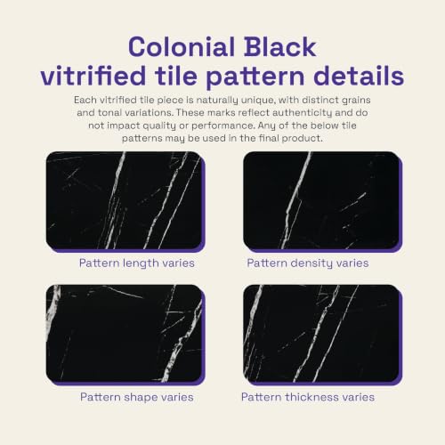 Image of Wakefit Taco Dining Table - Colonial Black - 6 Seater I Marble Finish I Vitrified Tile Top I Colonial Black