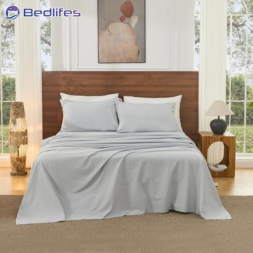 Image of Bedlifes 100% French Linen California King Bed Sheet Set - 16 inch Deep, 4Pcs | Soft & Durable, Breathable & Cooling, Pure Flax Linen, OEKO-TEX Certified, Moisture-Wicking, Easy Care, Machine Washable