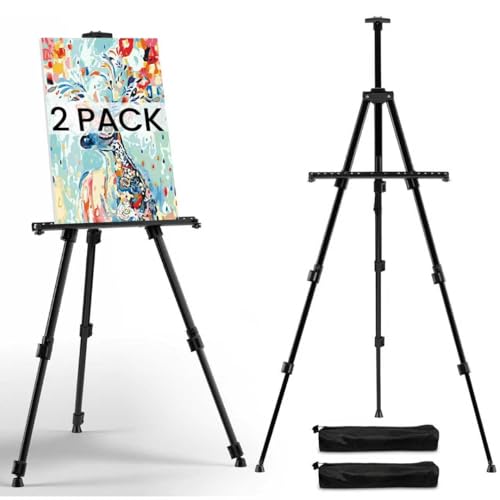 Image of RRFTOK 2 Pack 17-66 Inch Art Easel Stand for Painting and Sign, Black