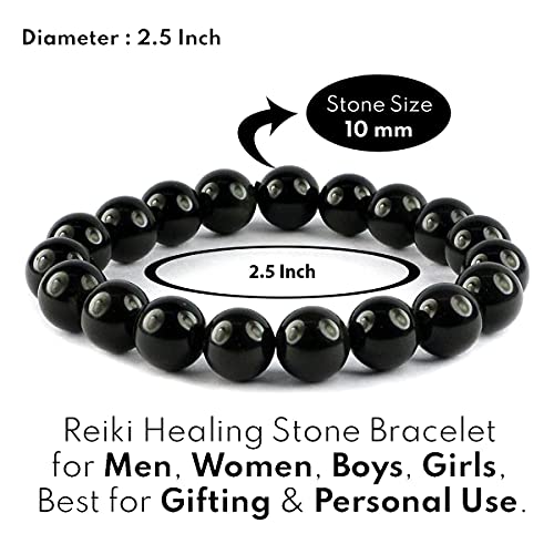 Image of Reiki Crystal Products Certified Natural Crystal Stone Round 10 mm Beads Bracelet for Men & Women | Reiki Charged Gemstone Jewellery Bracelet | Multiple Stone Variants Available