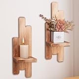 Yorkmills Wall Candle Sconces Set of Two, Wood Wall Sconce Candle Holder Rustic Home Decor for Display, Wall Candle Holder Farmhouse Wall Decor for Living Room, Dining Room, Bedroom, Bathroom
