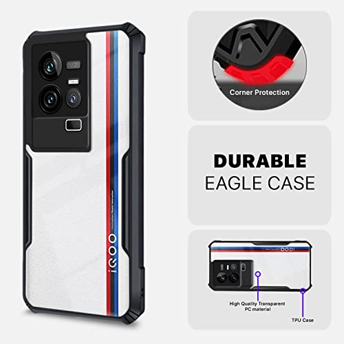 Image of Pikkme iQOO 11 5G Back Cover | Crystal Clear Transparent Back | Ultra Hybrid | Full Camera Protection | Raised Edge | Bumper Back Case (Black)