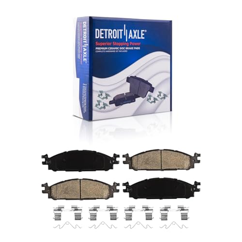 Image of Detroit Axle - Front Brake Kit for 2011-2019 Lincoln MKT Ford Taurus | Explorer 2012-2019 Flex, Disc Brake Rotors Ceramic Brake Pads with Hardware Replacement 12.80 inch inch Rotor