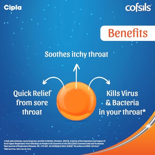 Image of Cipla Cofsils Lozenges (100 Lozenges) | Ginger Lemon Flavour | Quick Relief from Sore Throat, Itchy Throat and Scratchy Throat (10 x 10 Strips)