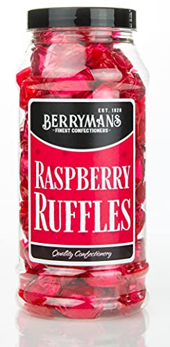 Original Raspberry Ruffles Retro Sweets Gift Jar by Berrymans Sweet Shop - Classic Sweets Traditional Taste.