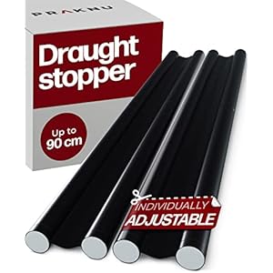 2 tochtstrips voor deuren tot 90 cm – Dubbelzijdige bescherming – Energiebesparend – Op maat te snijden – Gemakkelijk te reinigen – Zwart