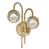 lanmou lampada da parete in cristallo moderno lampada da comodino dorato led applique da parete luna decorativa creativo con collo di cigno, lampada a muro camera da letto alluminio,2 lights