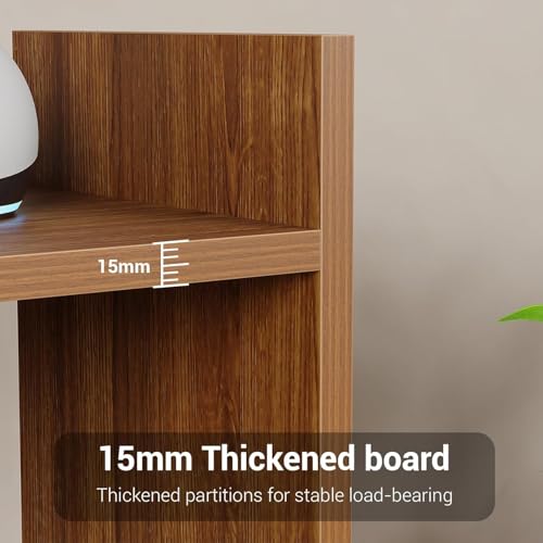 Image of Furniture Cafe Modern Wooden Bookshelf - Multi-Tier Bedside Storage Rack & Organizer for Books, Decor & Essentials